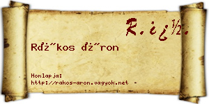 Rákos Áron névjegykártya